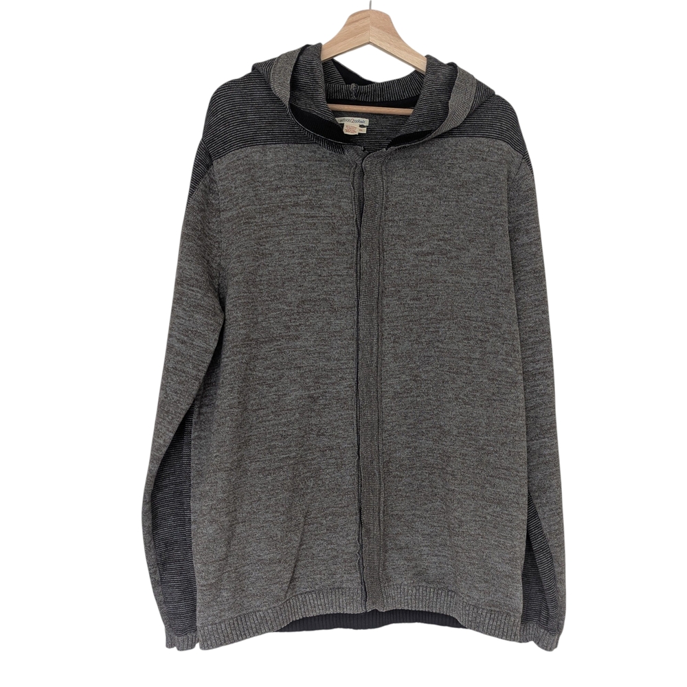 NWOT Carbon2Cobalt Men's Charcoal Striped Zip-Up Sweater, XL